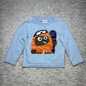 Mini Boden Shirt Boys 2 Monsters Snowboarding Yeti Outdoors Crewneck Casual Play